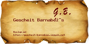 Gescheit Barnabás névjegykártya